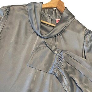 Kate Spade Charmeuse  Silk Drape Neck Rhinestone Button Cuffs Blouse Size XL NWT